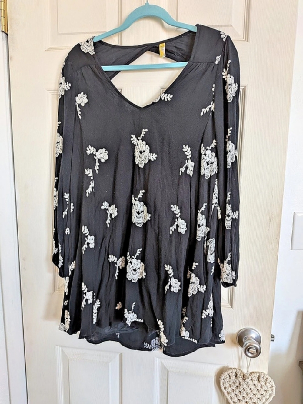 Free People Floral Blouse in Black & White Size XS
